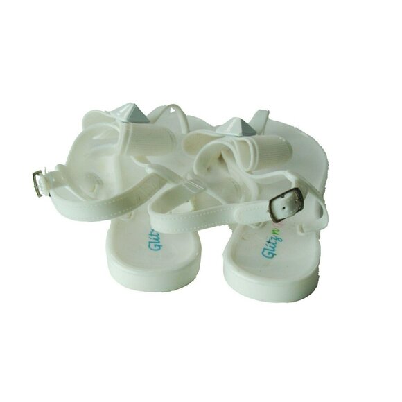 White Bow Jelly Sandals Big Girls Size 2 Glitz N Glam - Picture 3 of 6